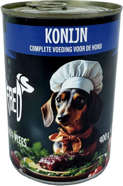 Freds - Blik vers konijn hondenvoer - 65% vlees - 12x400 gr (12 stuks)