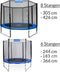 Monzana Veiligheidsnet Trampoline - Ø305cm - 8 bevestigingspalen - zwart