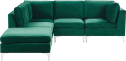 Beliani EVJA - Hoekbank met ottomaan - Groen - Fluweel