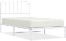 vidaXL - Bedframe - met - hoofdbord - metaal - wit - 100x190 - cm
