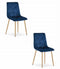 Eetkamerstoel LIBRA - marineblauw - fluweel - metaal met houtlook
