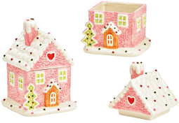 Keramische Peperkoekhuisje Pot - Roze - 11 x 15 x 10 cm - Wurm