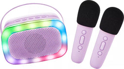 Lalarma Karaoke set - Bluetooth 2 microfoons en luidspreker - Lila