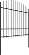 vidaXL - Tuinhek - met - speren - bovenkant - (1,5-1,75)x15,3 - m - staal - zwart