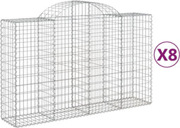 vidaXL - Schanskorven - 8 - st - gewelfd - 200x50x120/140 - cm - ijzer