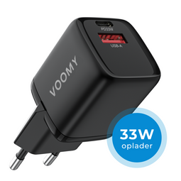 Voomy Quick Charger 33W USB A & USB C Black