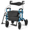 Coast 2-in-1 Rollator - Rolstoel - Pneumatische banden - Opvouwbaar - Zwart / Blauw / Rood / Paars - 140 kg