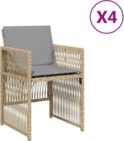 vidaXL - Tuinstoelen - 4 - st - met - kussens - poly - rattan - gemengd - beige