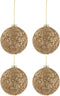 J-Line kerstbal Glitter - glas - goud - medium - doos van 4