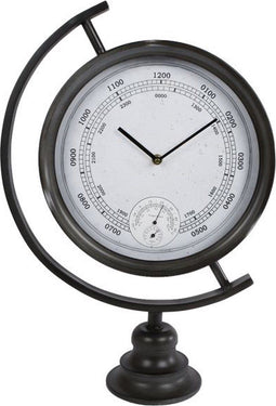 Tafelklok Industrieel zwart met weerstation 50 cm