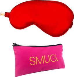 SMUG Slaapmasker met Opbergzakje - 100% Verduisterend - Verstelbaar Oogmasker in Satijn - Rood