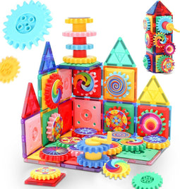 JUST23 KBJC90 - Magnetische Tegels Set met Tandwielen - Educatief Speelgoed - Paars (90 stuks)