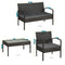 Juskys Trinidad - Loungeset - 2-zitsbank met 2 fauteuils - Donkergrijs