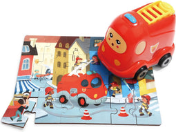 Houten Legpuzzel Brandweer met Brandweerwagen, 24st.
