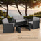 tectake® Wicker Tuinset - Tuinbank en 2 Tuinstoelen - Tafel met Afneembaar Glazen Blad (4 personen)