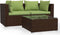 vidaXL - 3-delige - Loungeset - met - kussens - poly - rattan - bruin