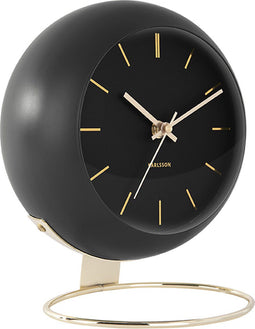 Karlsson Globe - Tafelklok - Gouden details - Zwart - 21x24,5x14cm