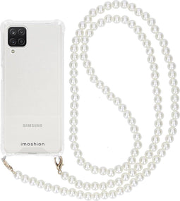 iMoshion Hoesje Geschikt voor Samsung Galaxy A12 Hoesje Met Koord - iMoshion Backcover met koord - Parel - Transparant