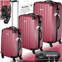 tectake® 3-Delige Kofferset - Koffers van ABS met Harde Schaal - Inclusief Weegschaal en