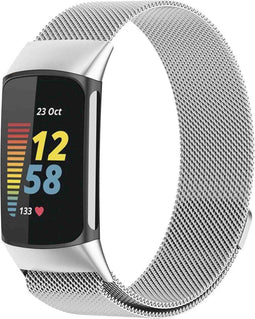 imoshion Milanees magnetisch bandje - Geschikt voor Fitbit Charge 6, Charge 5 - Zilver - S