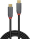 Lindy 36900 - USB-kabel USB 3.2 Gen2x2 - 20 GBit/s - Grijs Zwart 0.5 m