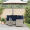 vidaXL - Tuinbank - met - tafel - en - kussens - L-vormig - poly - rattan - grijs