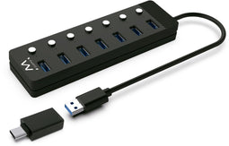 Ewent EW1147 - USB hub - 7x USB A 3.2 Gen 1 - Zwart