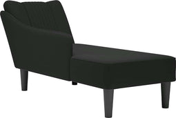 vidaXL - Chaise - longue - met - rechterarmleuning - fluweel - zwart