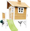 AXI Robin Speelhuis in Bruin/Wit - Met Verdieping en Limoen Groene Glijbaan - Speelhuisje voor de tuin / buiten - FSC hout - Speeltoestel voor kinderen