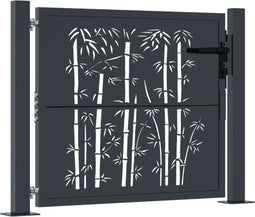 vidaXL - Poort - met - bamboe-ontwerp - 105x105 - cm - staal - antracietkleurig