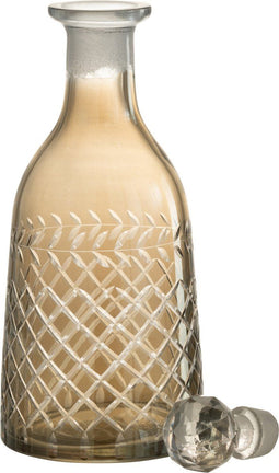 J-Line karaf Geruit Tak - glas - grijs/greige