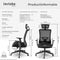tectake® Phoibe - Ergonomische Bureaustoel - Verstelbare Hoofdsteun - Zwart