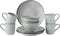 Dutch Rose Organic Serviesset 4 persoons - 12 Delig - Stoneware Handgemaakt - Lichtgrijs