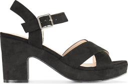 POSH by Poelman SOOF - Dames Sandalen met hak - Imitatiesuède - Zwart - Maat 37
