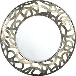 PTMD Dasia Black metalen antieke open spiegel rond