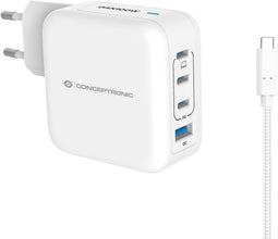 Conceptronic ALTHEA18W - Oplader - 3x USB-C - Snel opladen - Wit