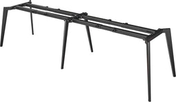 Vergadertafel Victory ellips 420x120 cm op 3 poten frame Aluminium (RAL9006) blad Logan eiken