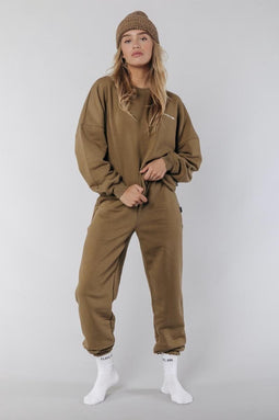 Colourful Rebel Uni Loose Fit Sweat Jogger - Regular lengte - Zilveren CR branding - Light Army (M)