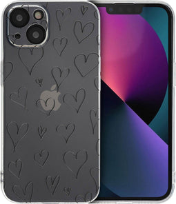 imoshion Hoesje Geschikt voor iPhone 13 Hoesje Siliconen - imoshion Design hoesje - Meerkleurig / Hearts