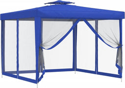 vidaXL - Prieel - met - dubbel - dak - 3x3x2,68 - m - stof - blauw