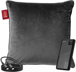 Coozie Warmtekussen - Elektrisch Oplaadbaar - Draadloos 3 Warmtestanden - Grey Velvet 45 x 45 cm