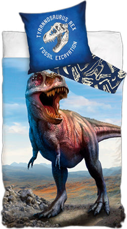 Dreamee Dekbedovertrek T-rex - 140 x 200 cm - Katoen - 60 x 70 cm