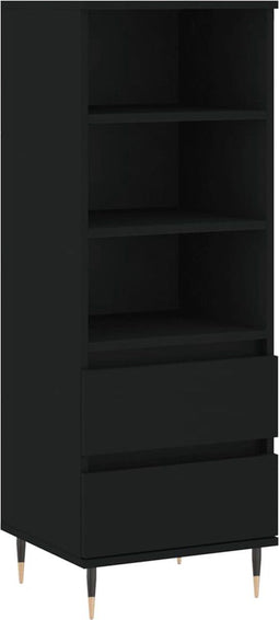 vidaXL - Hoge - kast - 40x36x110 - cm - bewerkt - hout - zwart