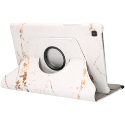 360° Draaibare Design Bookcase voor de Galaxy Tab A7 - White Marble