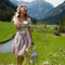 Dressforfun Mini-Dirndl Sonthofen - Verkleedkleding - Vetersluiting en tule schort - Zilver met roze