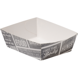 Klika - Bak | Karton + verniscoating | snackbak | 90x70x35mm | wit/grijs | 400 stuks
