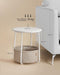 VASAGLE - bijzettafel - ronde tafel met stoffen mand - diameter 45 cm - wit en beige