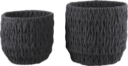 PTMD Manden Elliot - 39x39x36 cm - Linnen - Zwart - Set van 2