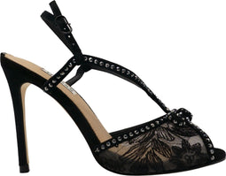 GUESS Adalet - Dames Pump - Peeptoe met strik en glitters - Zwart - Maat 36