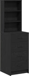 vidaXL - Hoogkast - Zwart - Eiken - 40x41x135 - cm - Bewerkt - Hout
